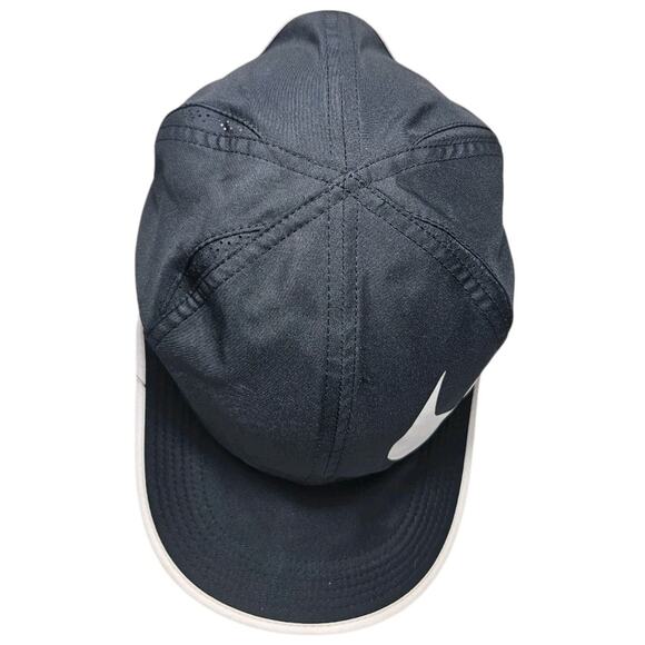 Nike Dri Fit Featherlight Hat Cap Big Logo Black White Breathable Soft Shell - Picture 6 of 15